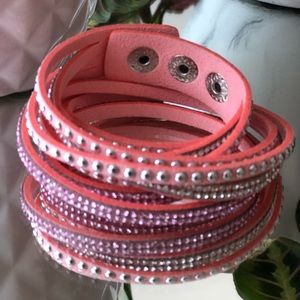 Pink suede wrap bracelet